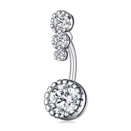 SANNIDHI® 316L Stainless Steel Belly Button Rings Navel Rings for Women Girls Navel Rings Paved With CZ Body Piercing Fancy Belly Piercing Jewelry