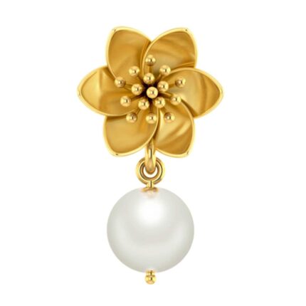 P.C Chandra Jewellers 18kt (750) Yellow Gold Charming Gold Pendant Flower Motif And Pearl Drop (Without Chain)