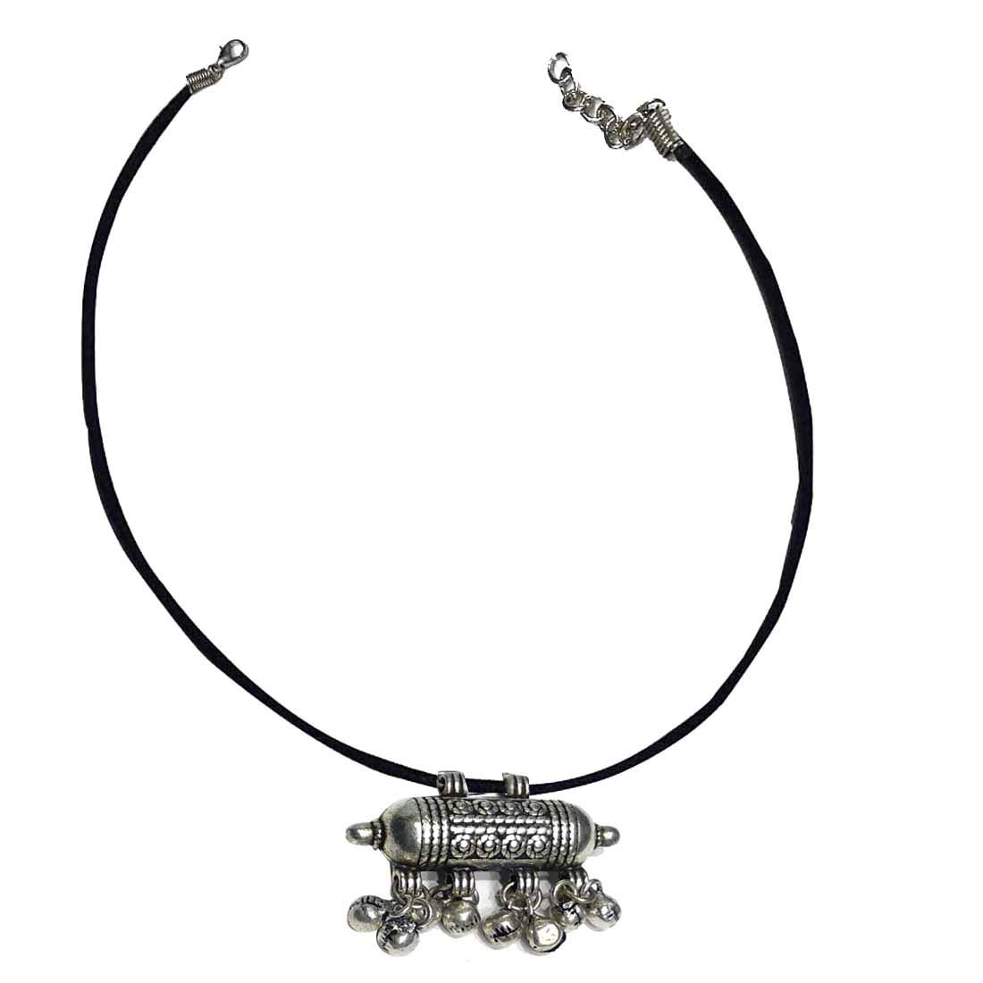 GURJARI JEWELLERS Oxidised Black Thread + Mandadu Necklace for Girls & Women
