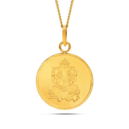 Kalyan Jewellers 24K (999) Purity Lord Ganesh Gold Coin Pendant 4 GMS