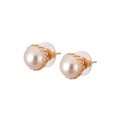 Zeneme Earring Engraved Pearl Daily Office Wear Push Back Stud Jewellery For Girls and Women