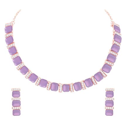 Atasi International Gold Plated Crystal Necklace Jewellery Set with Earrings for Women & Girls- Ideal for Party, Wedding, Festive