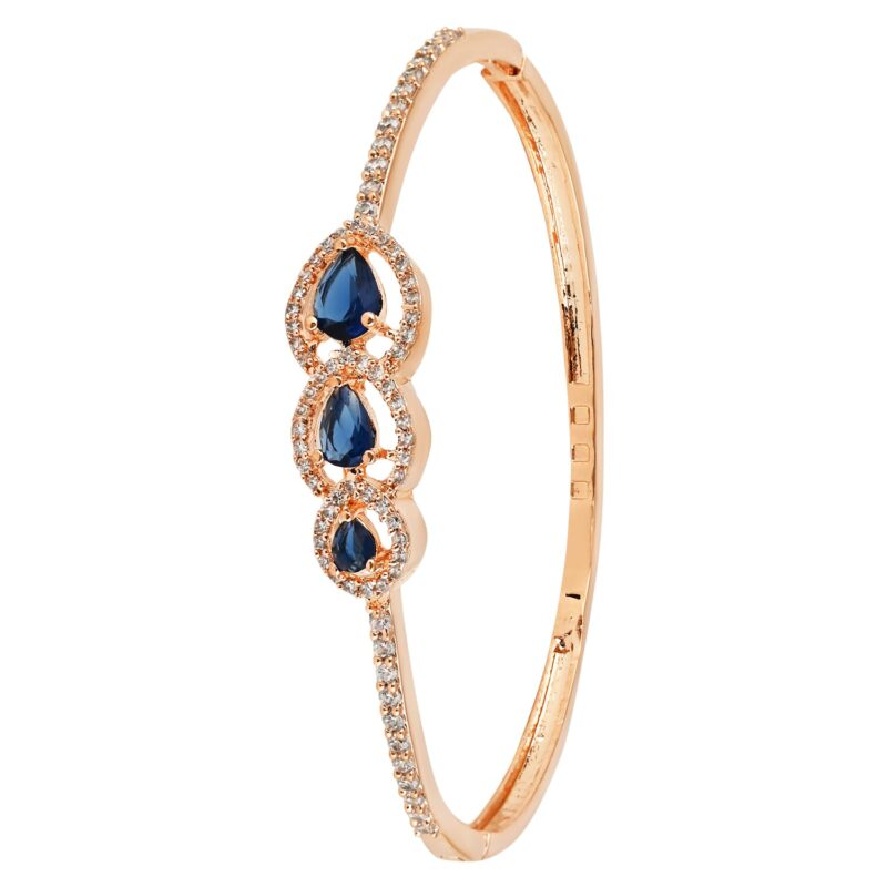 I Jewels Stylish Rose Gold Plated Cubic Zirconia American Diamond Adjustable Bracelet For Women & Girls