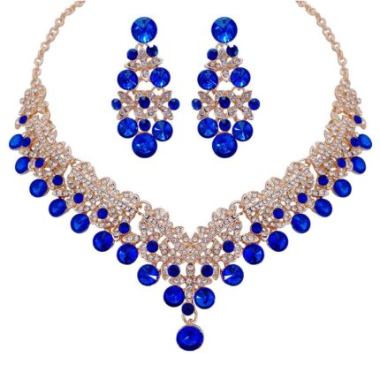 Shining Diva Fashion Latest Stylish Design Fancy Wedding Party Crystal Diamonds Necklace Jewellery Set for Women
