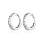 SJ SHUBHAM JEWELLERS 925 Sterling Silver Diamond CZ Hoop Earrings, Round Cut, 925 Purity, White Stones, Pair of Earrings, Silver Color For Women and Girls