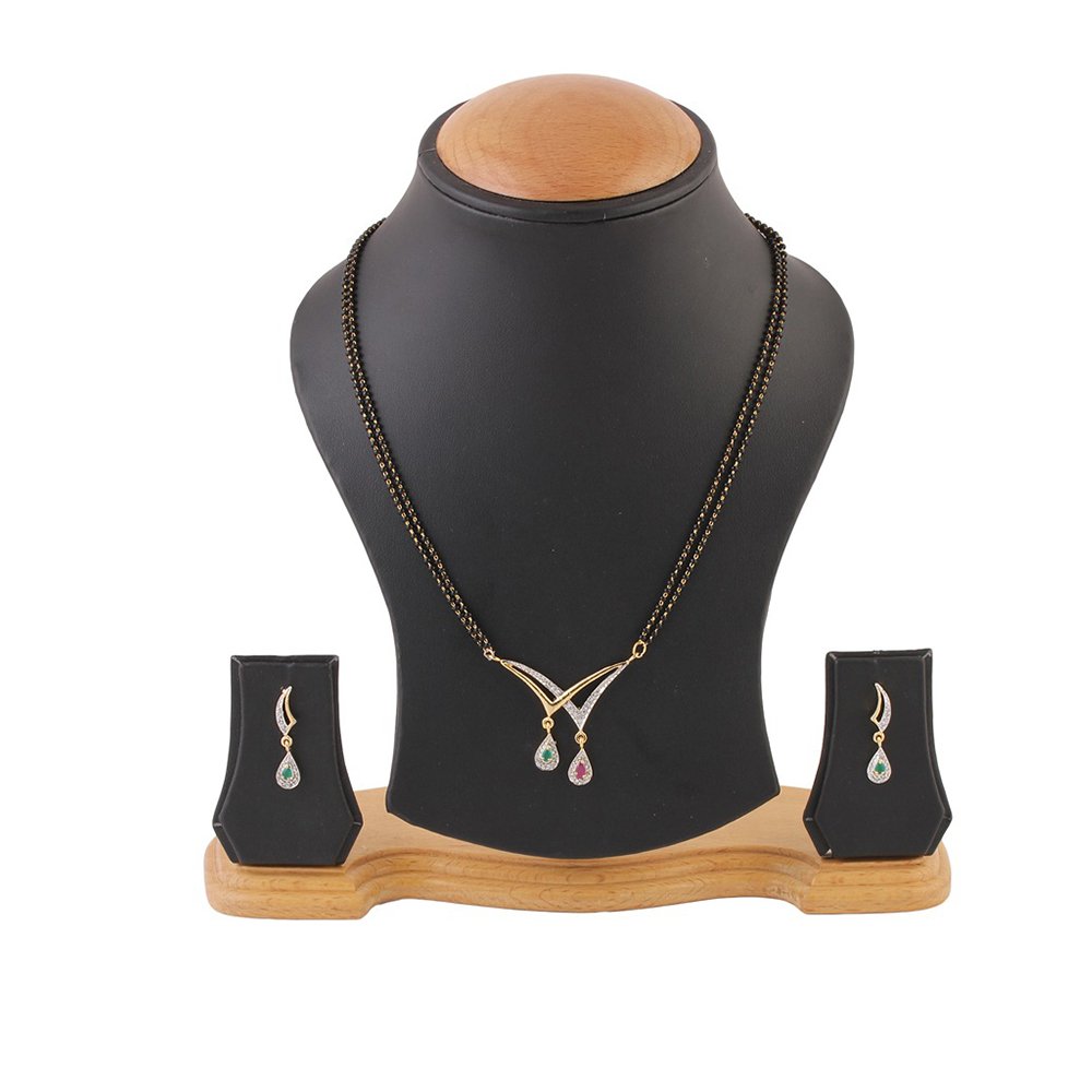 ZENEME Fashion American Diamond Gold Plated Designer Mangalsutra Combo 2 Jewellery for Women