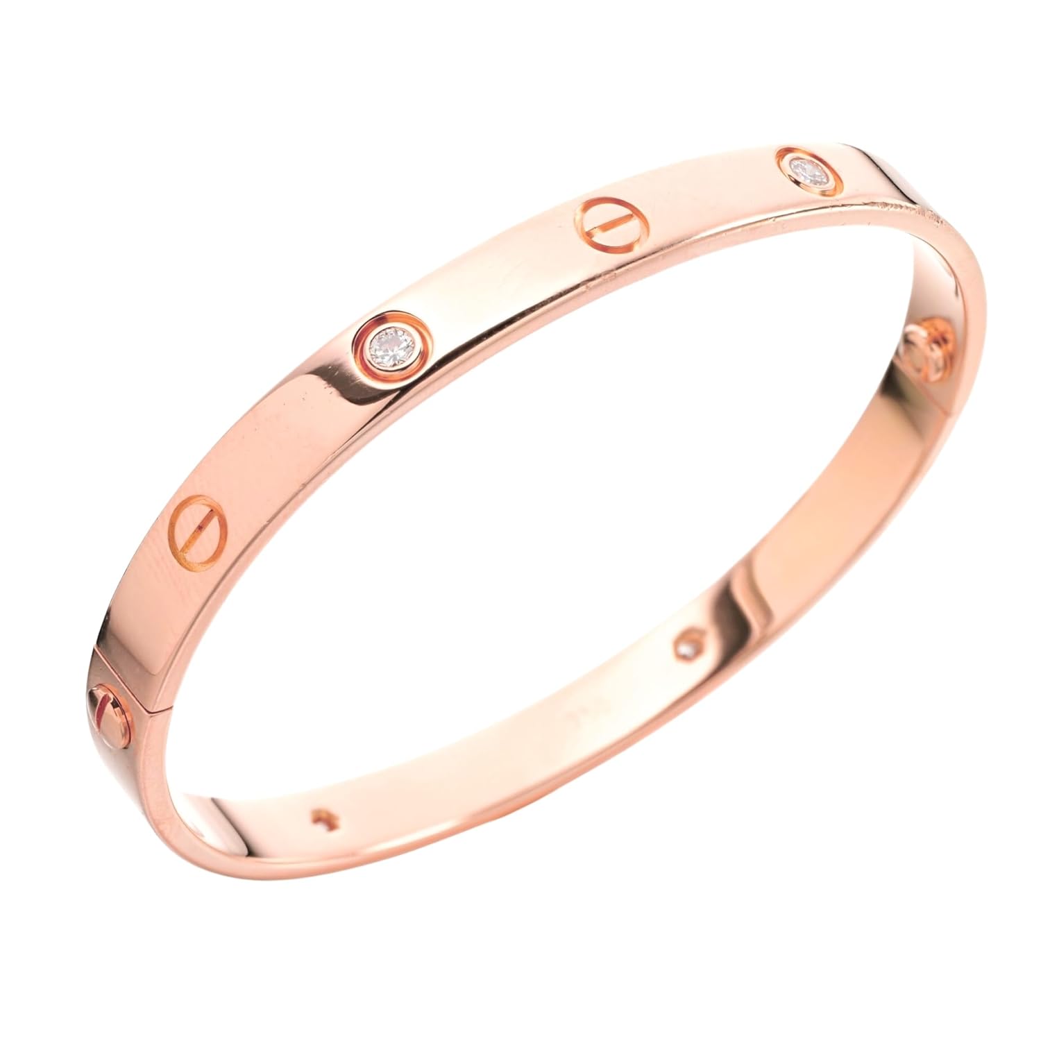 Salve Love Band Sleek Zirconia Studded Rose Gold Bracelet for Women | Anti Tarnish Jewellery Cute Bracelet for Girls Stylish, Hand Accessories for Women Jewellery | Love Bracelet Golden Kada for Women