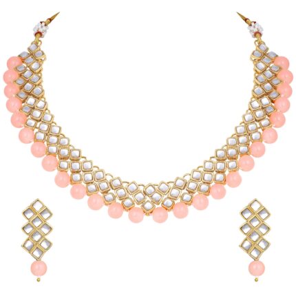 Peora Kundan Faux Pearl Necklace & Jewelry Set Gift for Women