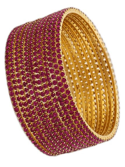 Shining Diva Fashion Set of 12 Latest Traditional Design Gold Plated Stone Bangle for Women