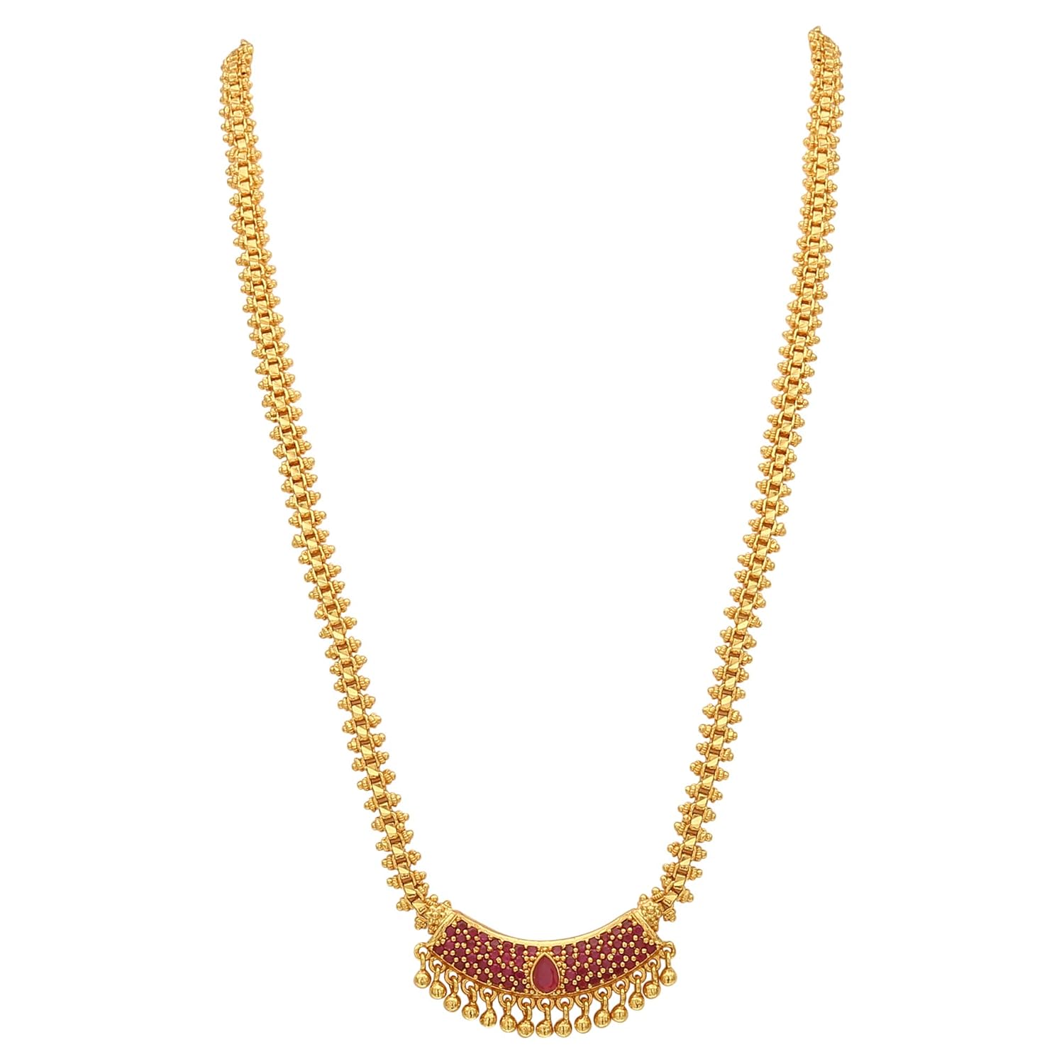 Sasitrends American Diamond Micro Gold Plated Pendant Chain Necklace for Women and Girls