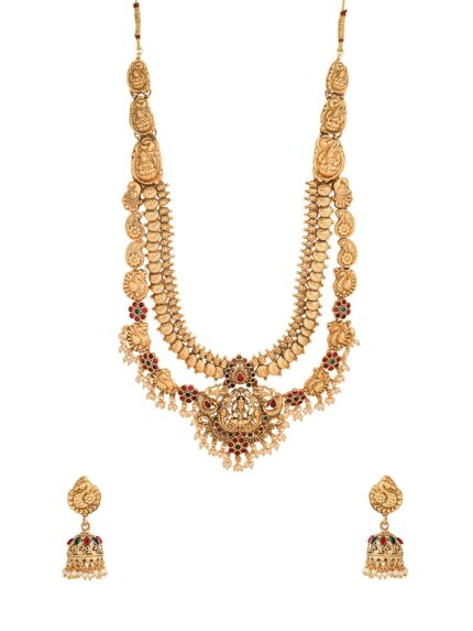 Yellow Chimes Bridal Jewellery Set for Women | Golden Layered Necklace Set Women | Eternal Classics | Traditional Gold Plated Temple Jewellery Set for Girls | Birthday Anniversary Gift for Women Wife