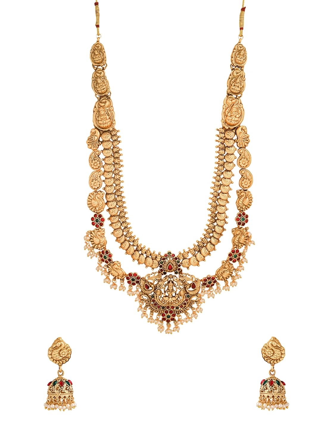 Yellow Chimes Bridal Jewellery Set for Women | Golden Layered Necklace Set Women | Eternal Classics | Traditional Gold Plated Temple Jewellery Set for Girls | Birthday Anniversary Gift for Women Wife