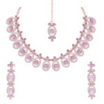Atasi International Silver Plated Mint Blue Crystals AD Diamond Necklace Jewellery Set for Women & Girls Suited for Party, Wedding, Engagement, Special Occasions