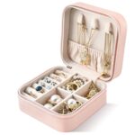 Larkumio Jewellery Box for Women, Girls, Children, Travel Small Jewellery Storage Box for Necklaces, Earrings and Bracelets, Pink