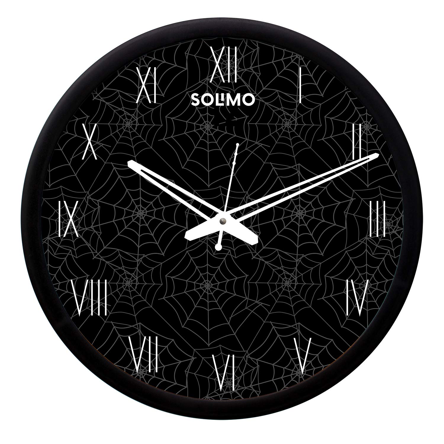 Amazon Brand - Solimo Plastic 12-inch Designer Wall Clock (Silent Movement, Black Frame)