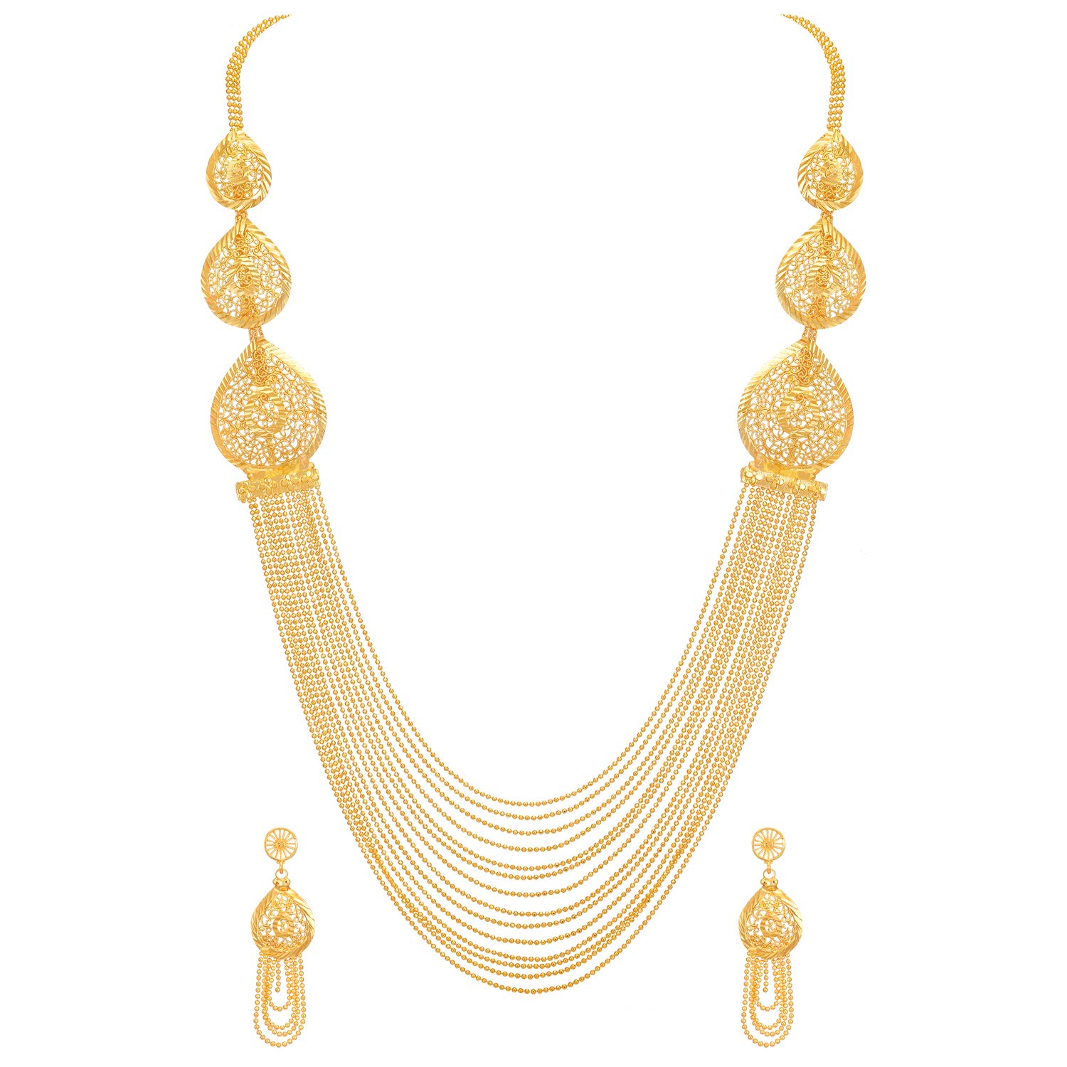 Shining Diva Fashion One Gram Gold Plated Latest Long Chain Traditional Necklace Jewellery Set for Women