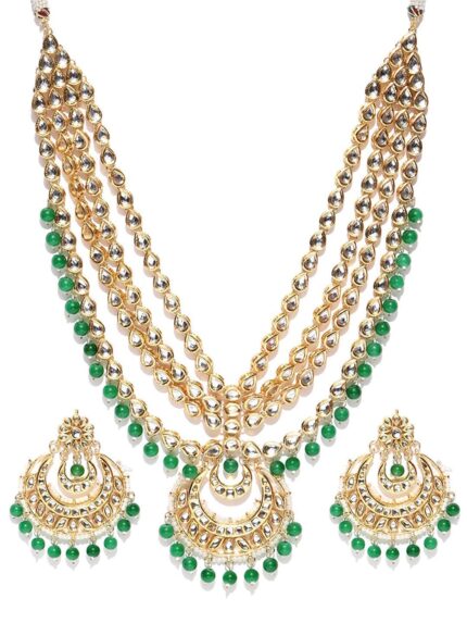 Shining Diva Fashion Latest Gold Plated Kundan Pearl Stylish Fancy Wedding Necklace Jewellery Set for Women