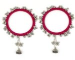 GURJARI JEWELLERS Oxidised 2 crosio Bangles with silver Gungru and jumkhi charm Bangles Set 2.2,2.4,2.6,2.8 size avlable
