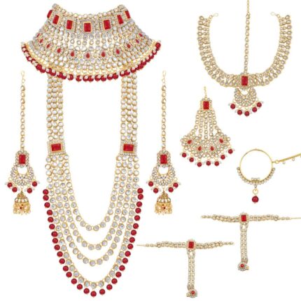 I Jewels Traditional Ethnic Indian Kundan Dulhan Bridal Jewellery Set for Women