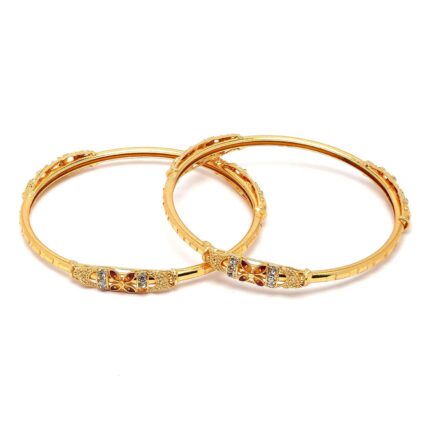 ZENEME Bangle Gold Plated Bahubali Inspired Trendy Bangle Set Of 2 Jewellery For Women & Girls (2.8)
