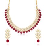 Sukkhi Exotic Kundan Gold Plated Wedding Jewellery Choker Necklace with Drop Earrings Set for Women & Girls (N73524)