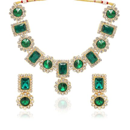 I Jewels 18K Gold Plated Traditional Stone Studded Necklace Jewellery Set For Women And Girls (IJ353)
