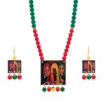 JFL - Jewellery for Less Handcrafted Rajasthani Women Painting Print Beaded Designer Necklace Set for Women and Girls