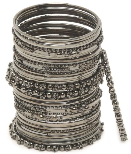 Shining Diva Fashion Set of 40 Bangles Set for Women | Oxidised Silver Plated Celebrity Inspired Jewellery | Latest Stylish Traditional Bangle for Girls and Women