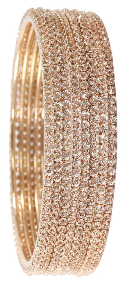 LAVAZZA Premium Alloy Metal with Amercian Diamond Bangles Chudi Set For Women & Girls | Stylish Bangles Bracelet For Girls | AD Stone Bangles Fashion Jewellery | Wedding, Party, Occasion-Set of 8