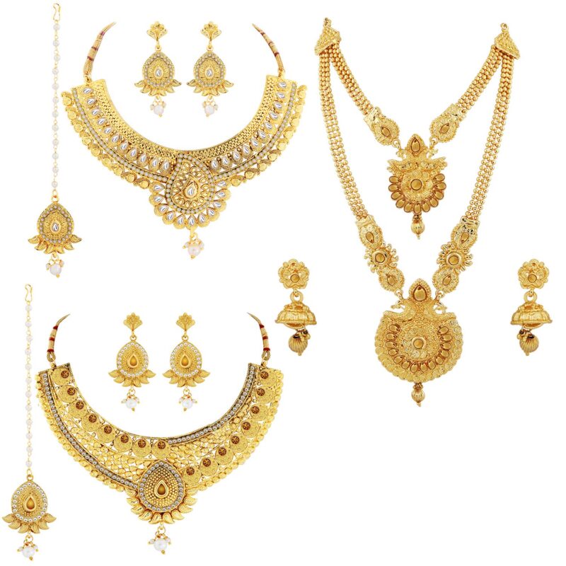 Traditional Gold Plated Temple Set Classic Neckalce Set Jewellery Set For Women Girls -449