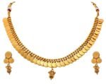 JFL - Traditional Ethnic Temple Laxmi Goddess Coin One Gram Gold Plated Designer Necklace/Jewellery Set for Women and Girls,Valentine
