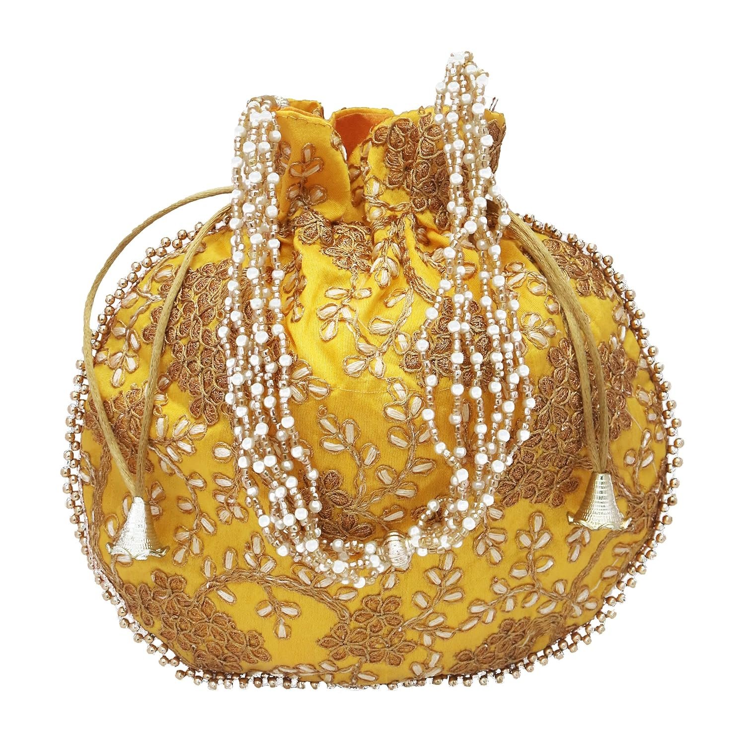 Aaina Creations Orange handicrafts and jewellery Potli Wristlets Ethnic Potli For Women's | Designer Rajasthani Style Royal Clutch velvet Batwa Bag | Zari Work Potli | Bridal Potli | Potli Bags