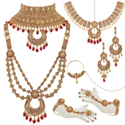 Lucky Jewellery Bridal Dulhan Alloy Gold Plated Jewellery Set for Girls & Women