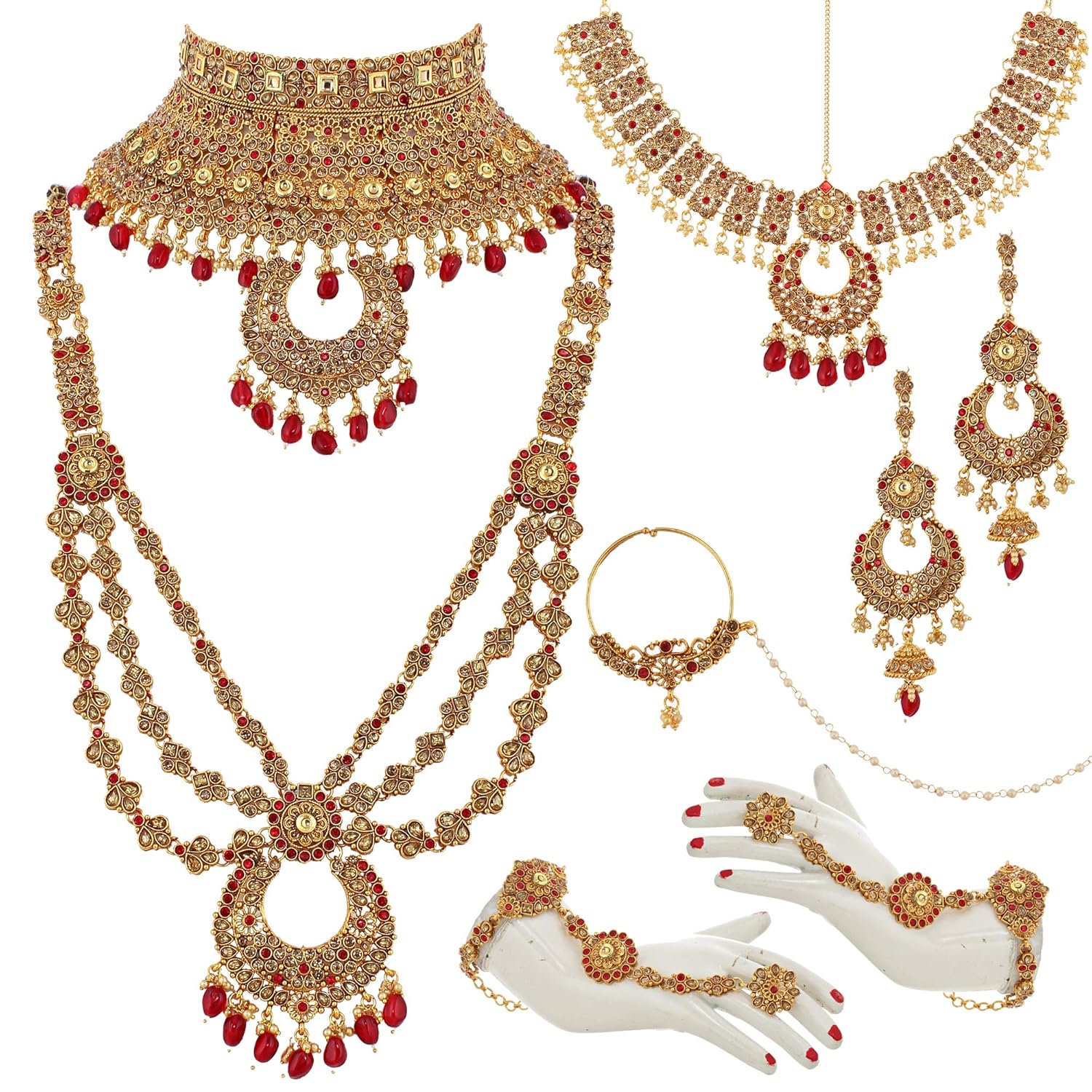 Lucky Jewellery Bridal Dulhan Alloy Gold Plated Jewellery Set for Girls & Women