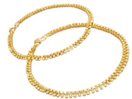 NANMAYA 10 Inch Eye Catchy Designer Model Gold Anklets For Women and Girls
