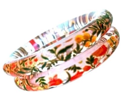 HALLO Crystal Glass Bangle With Flower Print Bangle Women & Girls Fancy Designer Kada Traditional Bangle Set