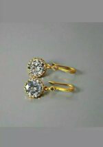 Tishya Jewellers 14K Silver with Simulated Diamond Traditional Earrings for Women, White, Gold