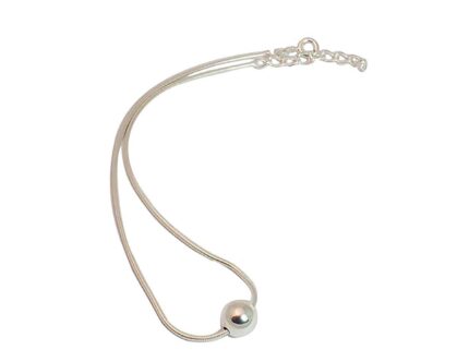 VRINDAM JEWELLERS 925 Sterling Silver Plain Chain Anklet For Girl 's & Women With One Moving Ball |Comfortable |Traditional |Adjustable |Single Piece| Light Weight | Length 27 CM