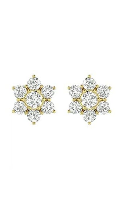 Tishya Jewellers 0.80ct Round Cut VVS1 D Diamond 14k Yellow Gold Over Floral Earring Push Back Stud For Women S925