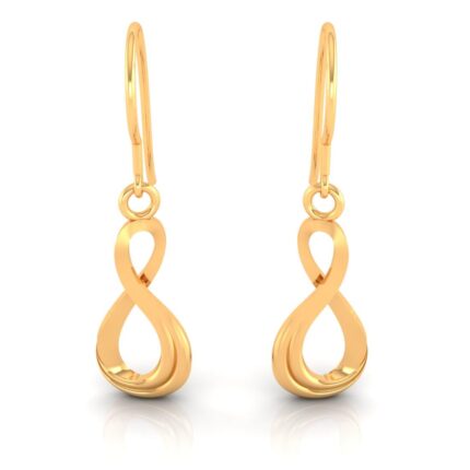 P.C Chandra Jewellers 14KT (585) Yellow Gold Dainty Hanging Earrings With An Infinite Shape - 0.6 Grams