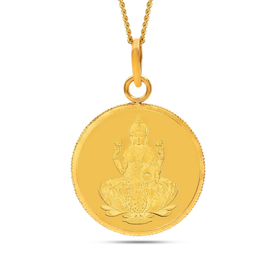 KALYAN JEWELLERS 24K (999) Purity Goddess Lakshmi Gold Coin Pendant 5 Gms