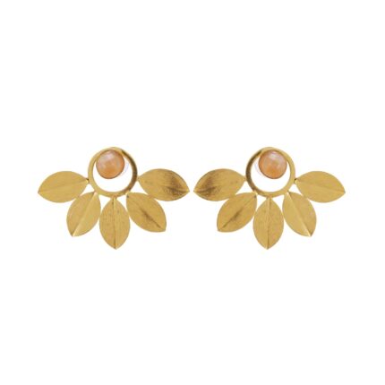 Handmade designer 18K gold plated stud style earring with small stone for girls/women| leaf jacket