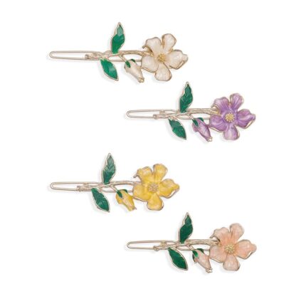 INHEAVEN 4 Pc Floral Hair Pins Hair Clip Brooch for Girls & Women with Beautiful Crystals Modern, Stylish Trendy & Designer Hair Accessories - Set of 4