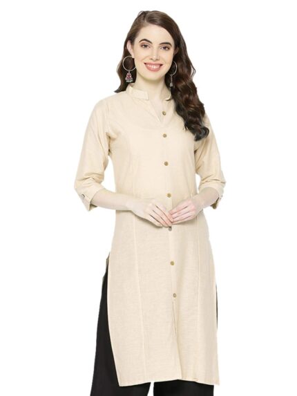 Vastraa Fusion Women's Cotton Solid Kurti Available Multiple Colors & Plus Sizes