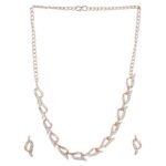 ACCESSHER Rosegold Plated AD Studded Leaf Shape Handcrafted Necklace For Women & Girls