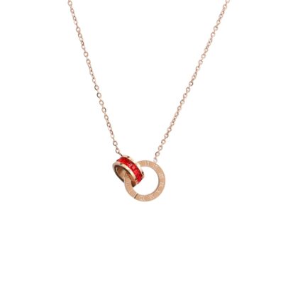 Dahiwal Jewellers Micro Rose Gold Plated Dual Tone American Diamond Necklace Rose Gold Chain Pendant for Women and Girls
