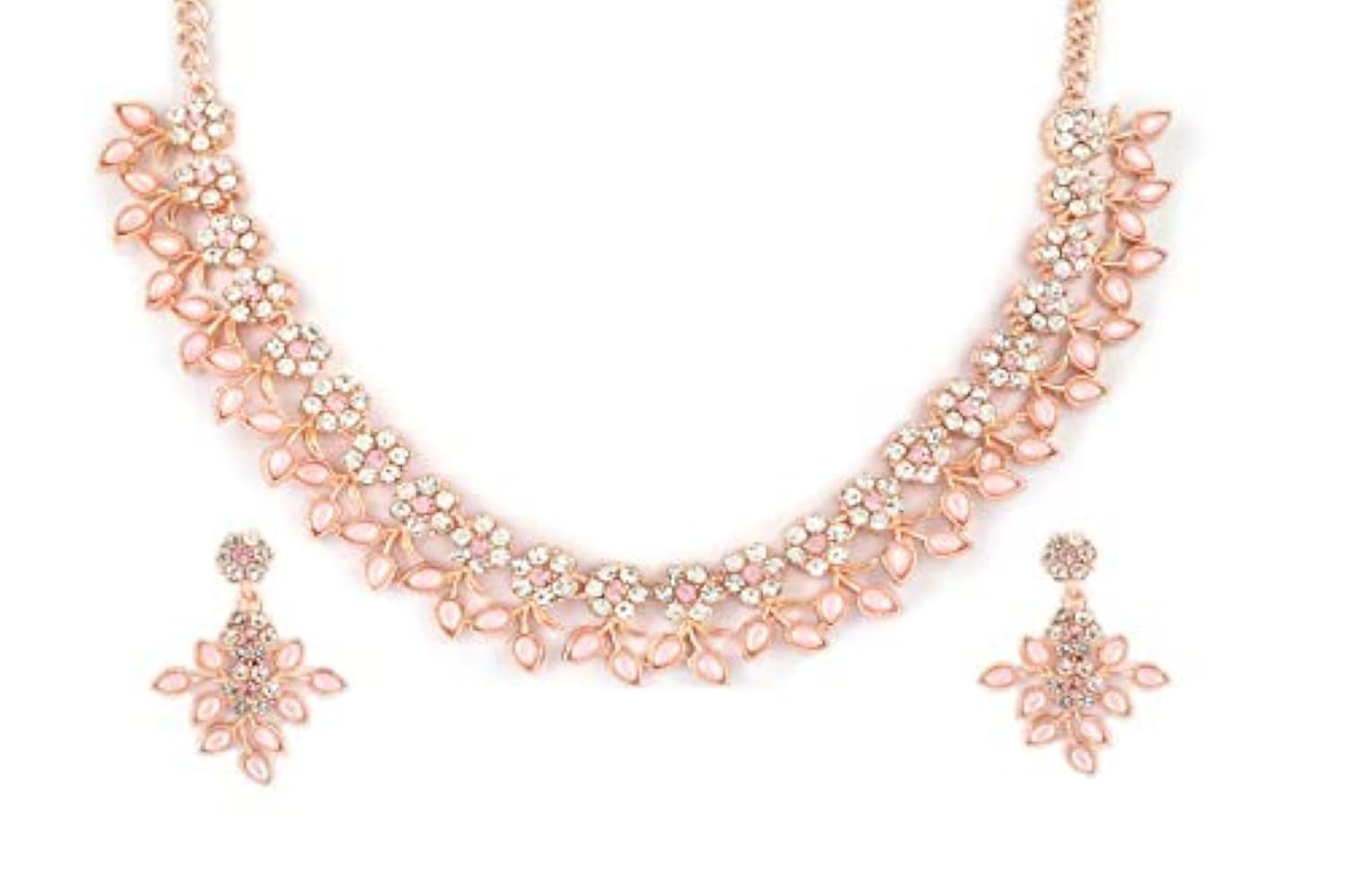 Atasi International Gold Plated Crystal Necklace Jewellery Set with Earrings Suited for Party Wedding Festive for Women