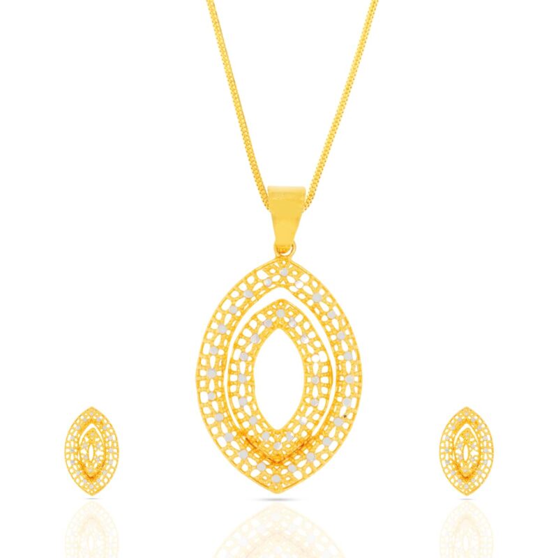 WHP Jewellers Women 22Kt Gold Pendant Set, Bis Hallmark Pendant Set Pure Gold, Bridal Jewellery Set For Wedding, Gold Choker, Traditional Golden Sets, Gpnd23007064-Gerd23007081