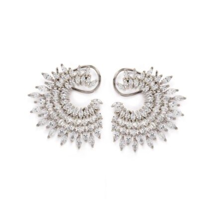Rubans Trendy Silver Plated Handcrafted AD & Zircon Studded Designer Earrings for Women and Girls, Perfect for Festive & Wedding Occasions