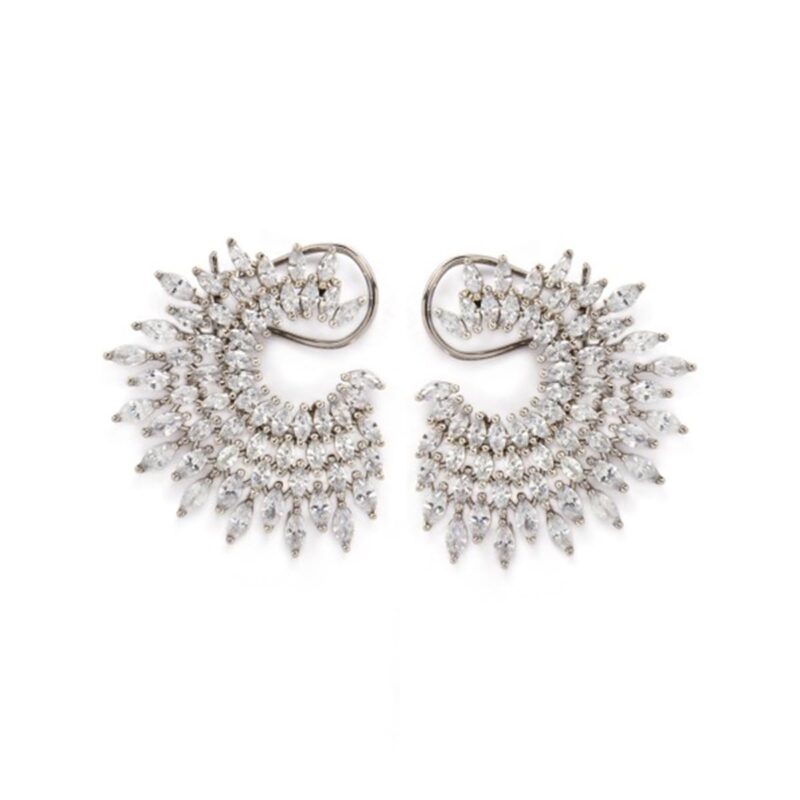 Rubans Trendy Silver Plated Handcrafted AD & Zircon Studded Designer Earrings for Women and Girls, Perfect for Festive & Wedding Occasions